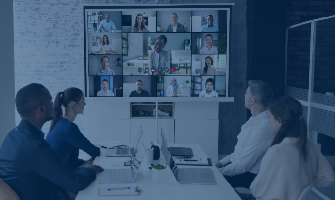 group of workers during a video conferencing